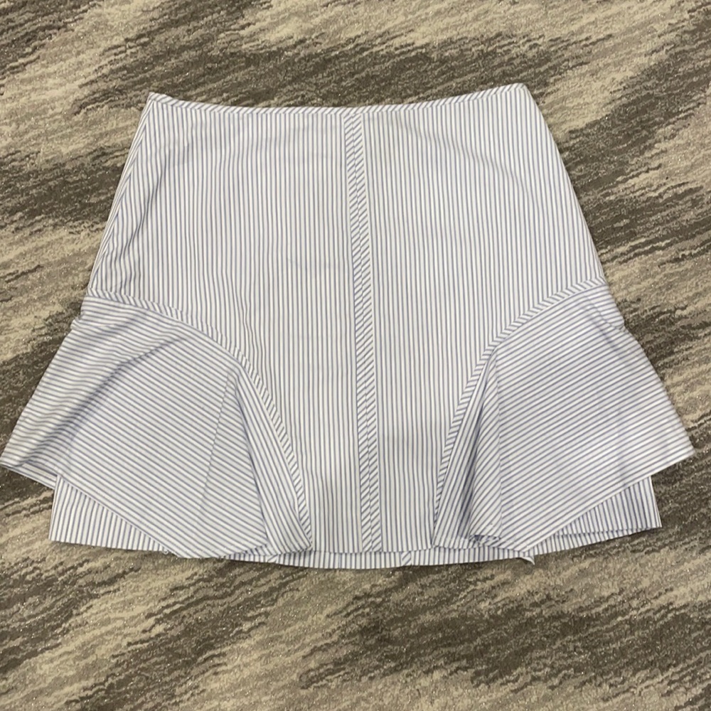 BCBG MAXAZRIA Striped Ruffled Mini Skirt